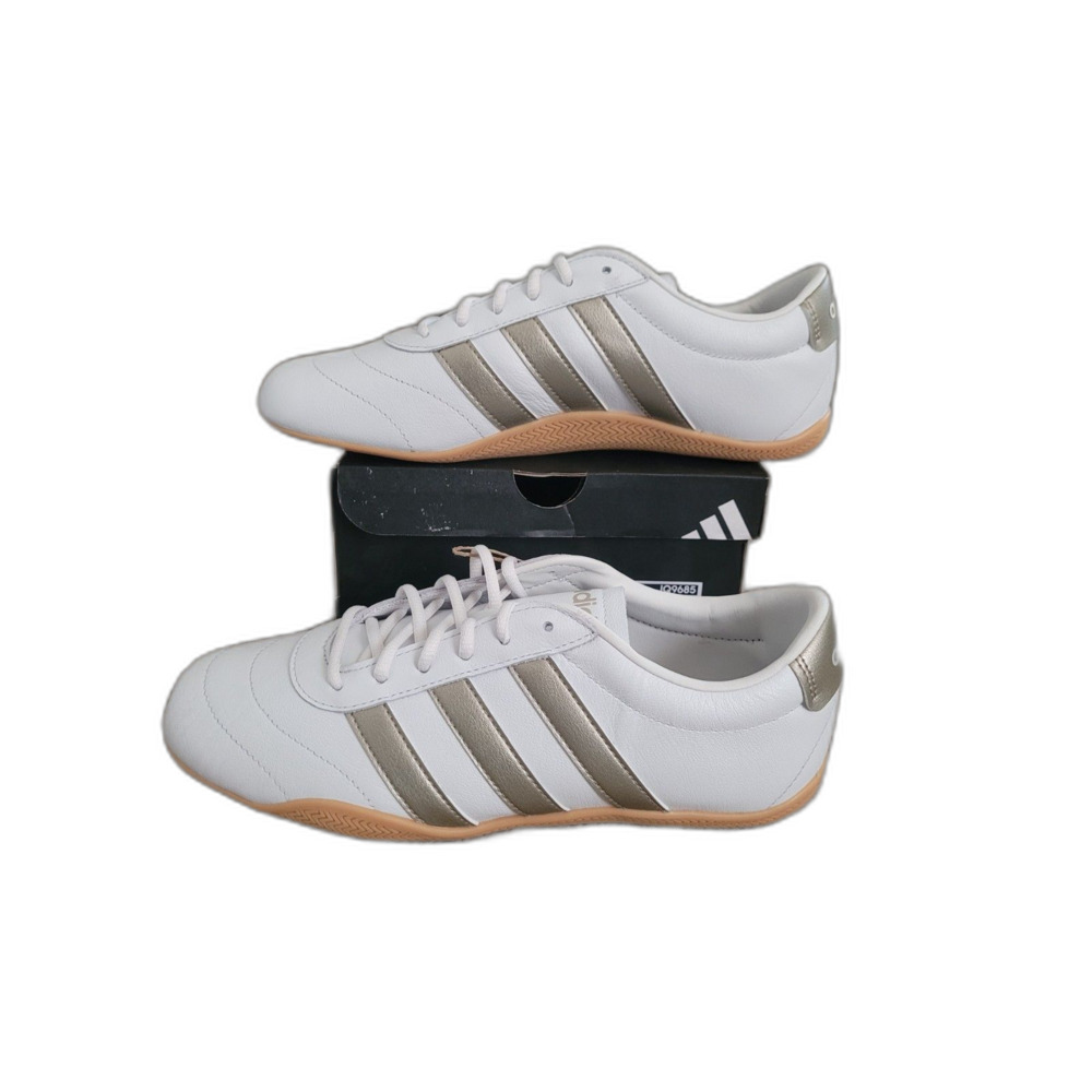 Adidas Grand Court Lo Women's Size 7.5 White Gold Metallic Sneakers New JQ9685